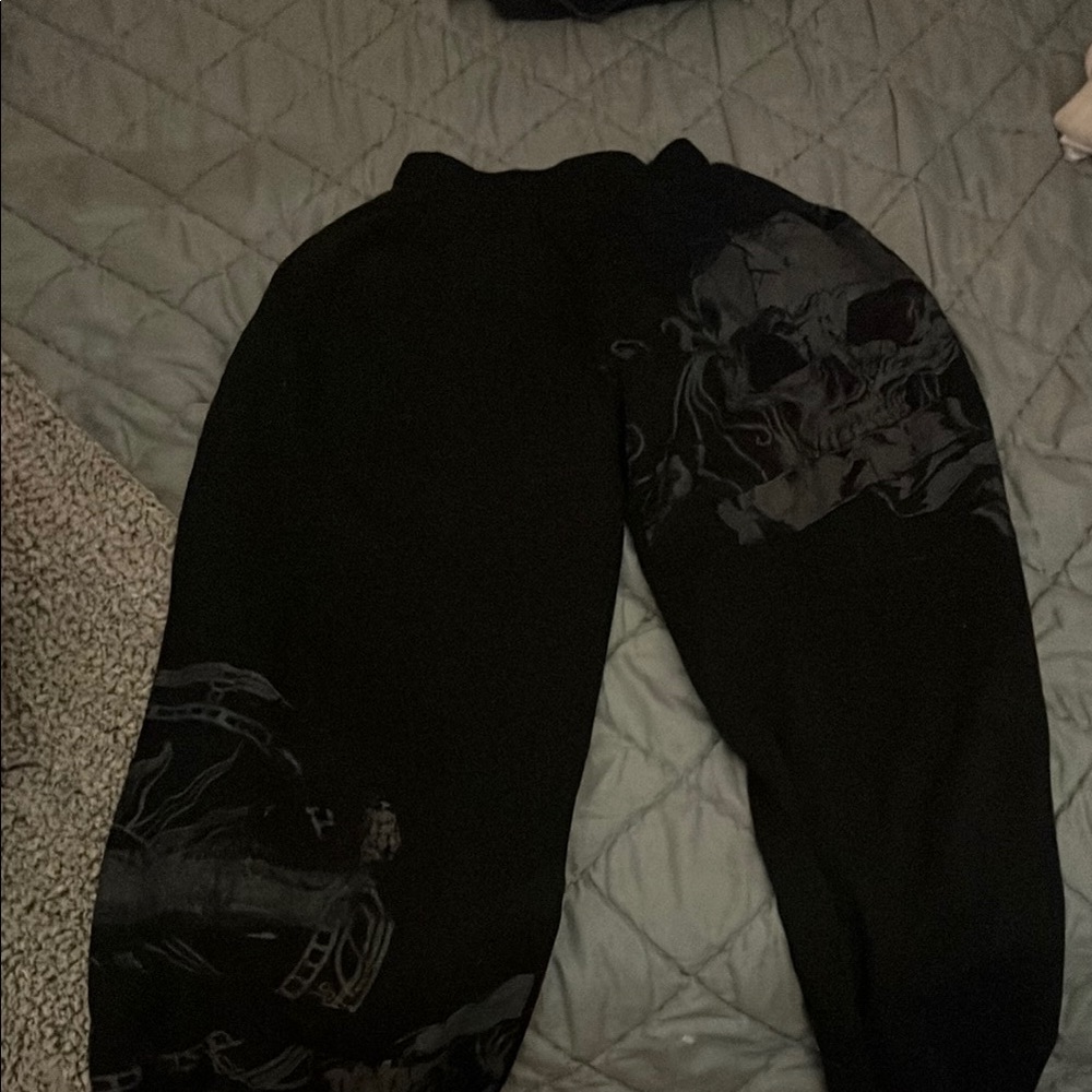 Black Joggers with Skull Design